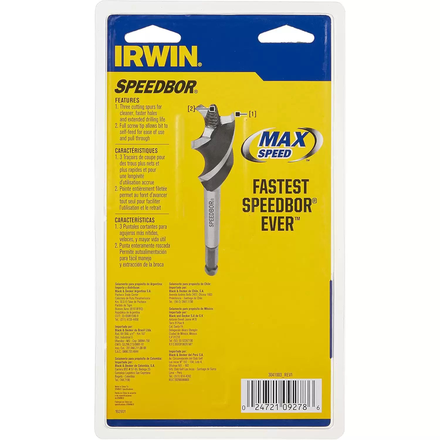 Irwin 3041003 Speedbor Max 3PC 5/8" - 1" Spade Bit Set